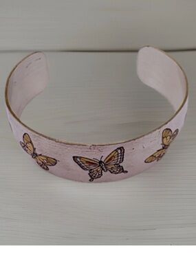 Vintage Reed & Barton Butterfly Cuff Bracelet Silvertone Damascene Adjustable